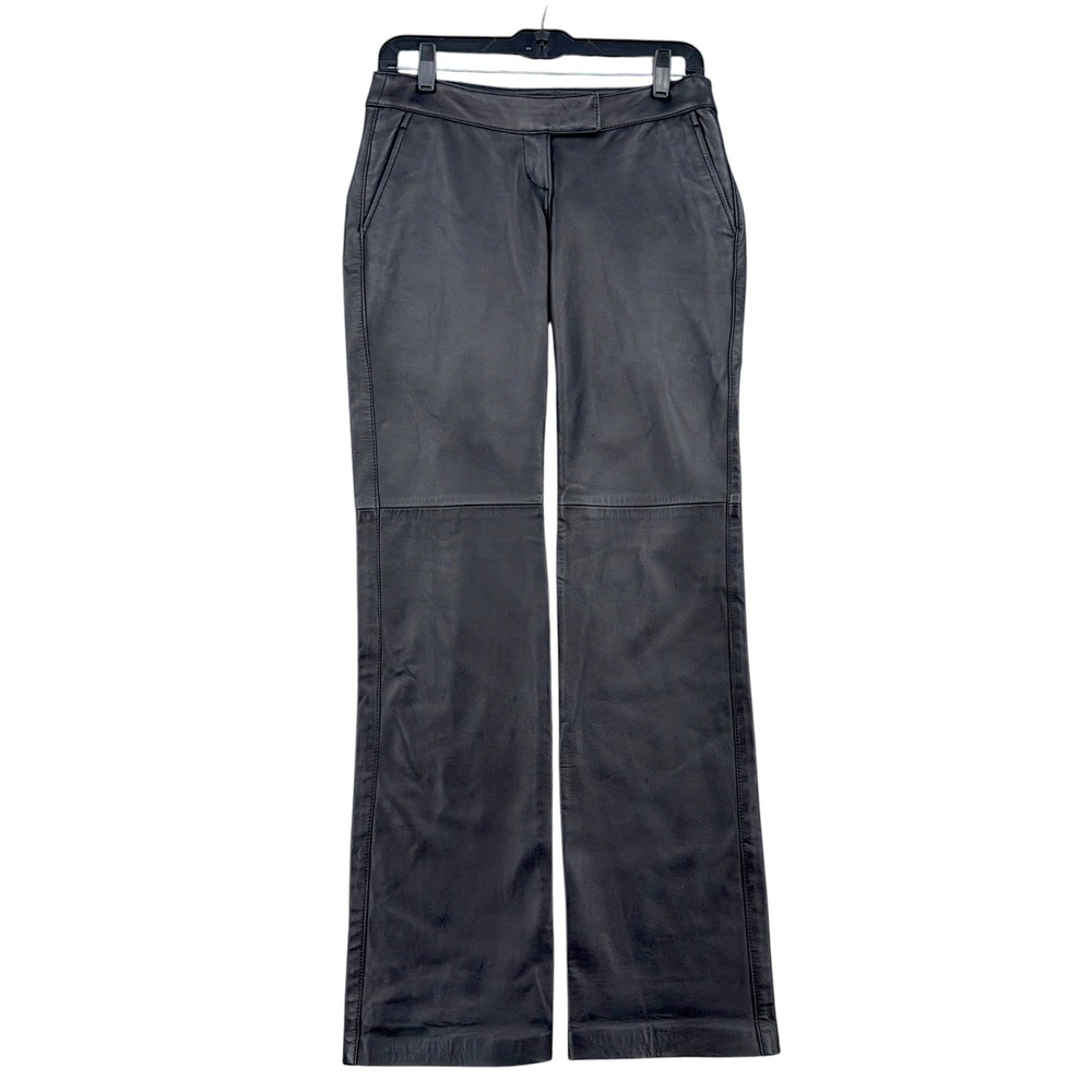 Joseph‎ Israel Straight Leg Womens 0 Stretch Lamb Leather Black Pants